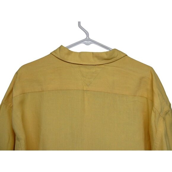 Tommy Hilfiger Mens Long Sleeve Button Up Shirt XL Beige Stripe Linen Blend - Picture 5 of 10